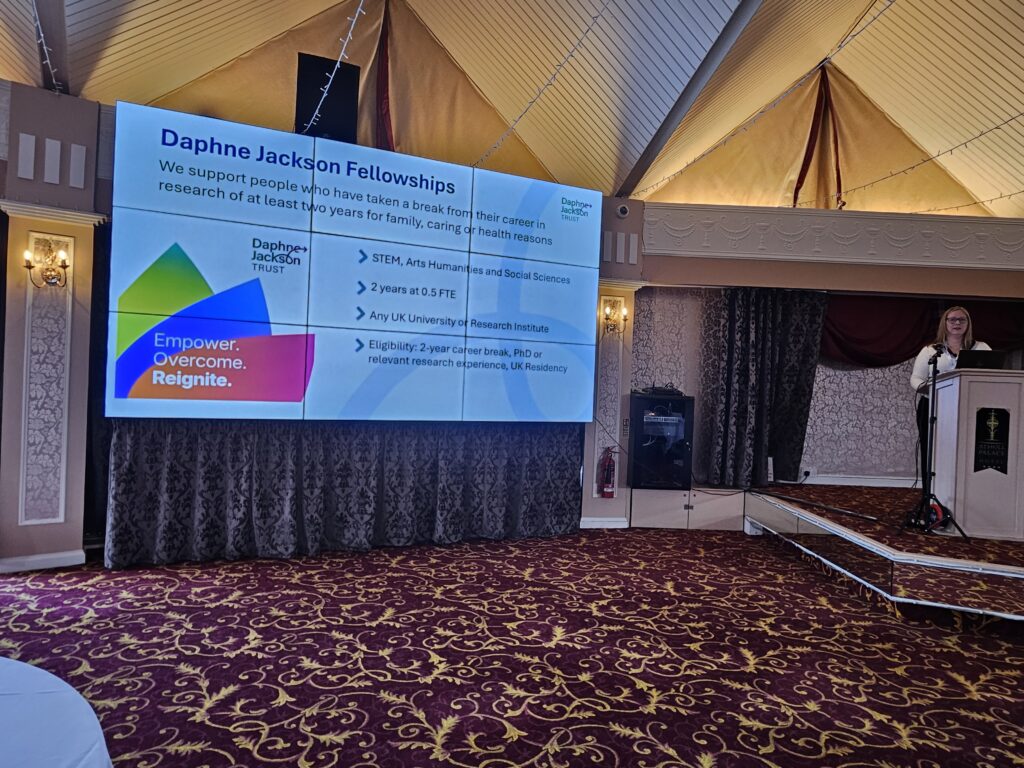 Dr Gillian Halket presenting a slide when speakign at the event.